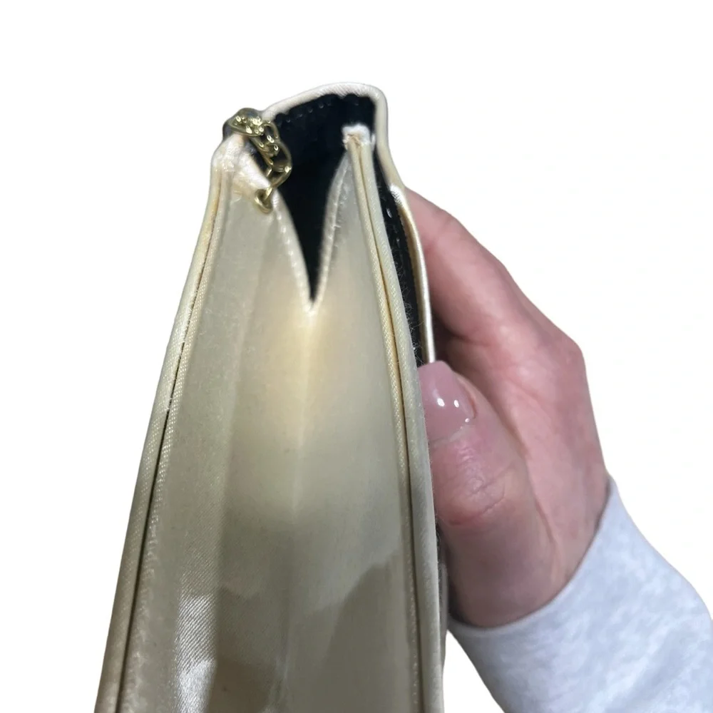 Silver Satin Sequin Wing Envelope Clutch Gold Chain Evening‎ Bag Vintage Style